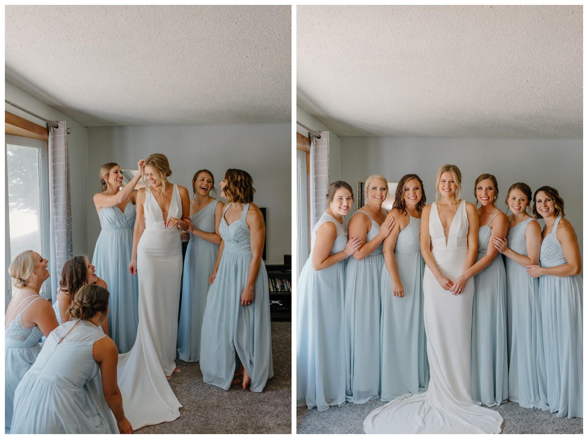 Bridesmaids in Blue taken by Omaha, Nebraska Wedding Photographer
